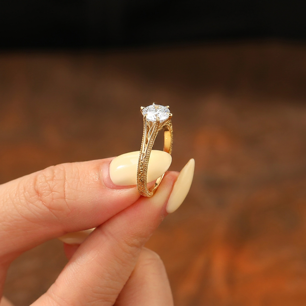 Artsy Solitaire Bague de Fiançailles en Diamant Synthétique Taille Ovale Bague Femme Filigranée (Certifiée IGI)