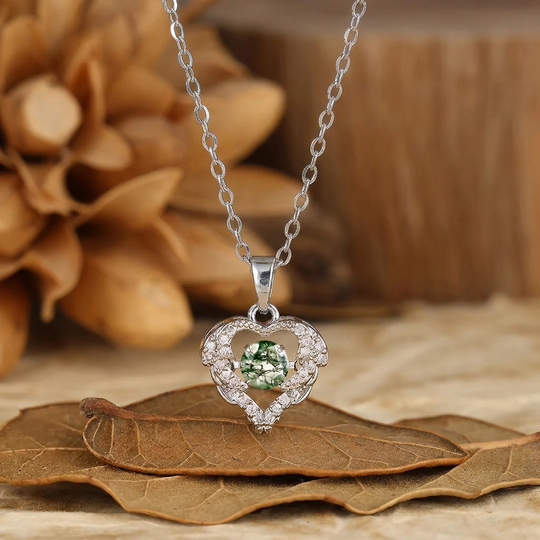 Massief witgouden romantische hartketting met ronde geslepen natuurlijke amethist, bruidshanger ketting