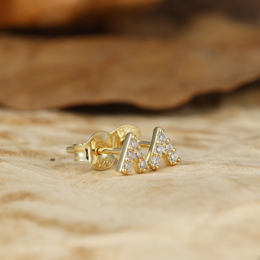 Unique V Shape Stud Earrings Round Moissanite Pavé Birthday Gifts for Her