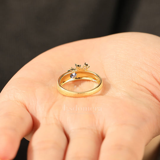 Whimsical Vine Lab Grown Diamond Brushed Engagement Ring Butterfly Wing Accents Ring (IGI Certified)