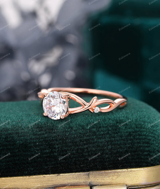 4 Prong Round Cut Lab Grown Diamond Bridal Promise Ring