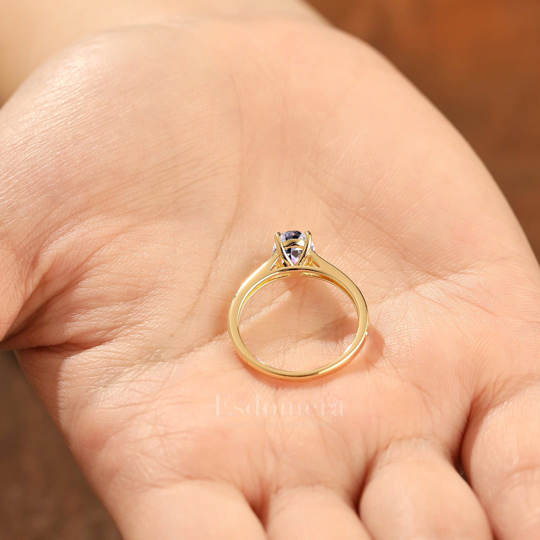 14K Anillo de compromiso nupcial con diamante ovalado de laboratorio estilo Art Deco y banda de filigrana (Certificado IGI)