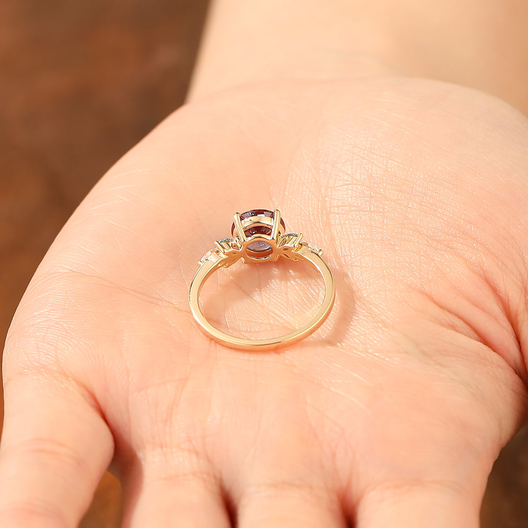 Color Change Alexandrite Ring Vintage Round Cut Rose Gold Moissanite  Stacking Ring -  Esdomera.com