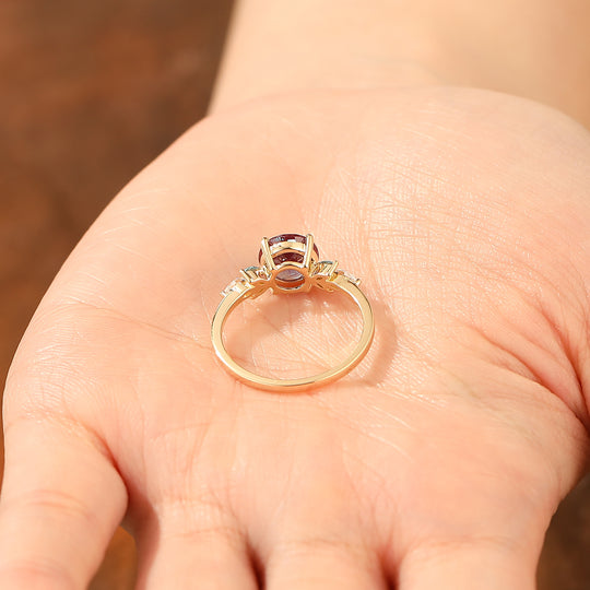 Color Change Alexandrite Ring Vintage Round Cut Rose Gold Moissanite  Stacking Ring -  Esdomera.com