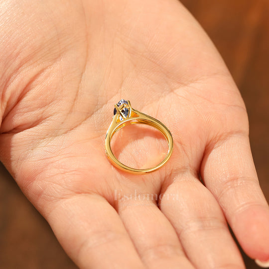 Antieke Stijl Solitaire Marquise Geslepen Lab-Gegroeide Diamanten Ring Rozen Gravure Band Verlovingsring (IGI Gecertificeerd)