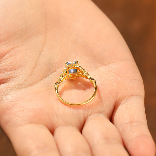 Victorian 2CT Unique Filigree Floral Emerald Cut Lab Grown Diamond Promise Ring (IGI Certified)