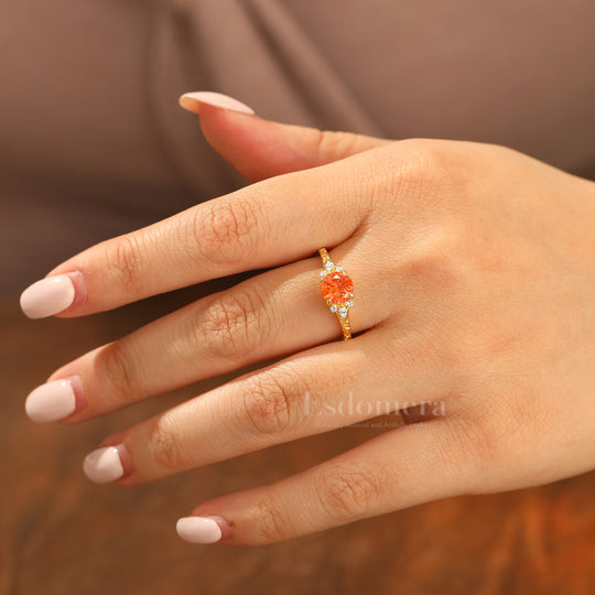 Round Filigree Vintage 14K Yellow Gold Natural Sunstone Engagement Ring Filigree Wedding Ring