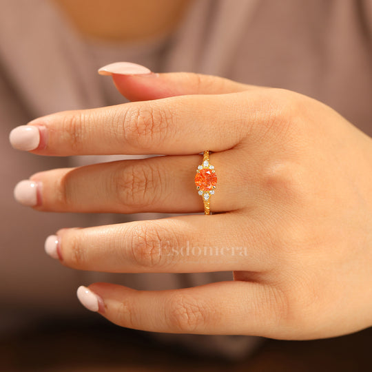 Round Filigree Vintage 14K Yellow Gold Natural Sunstone Engagement Ring Filigree Wedding Ring