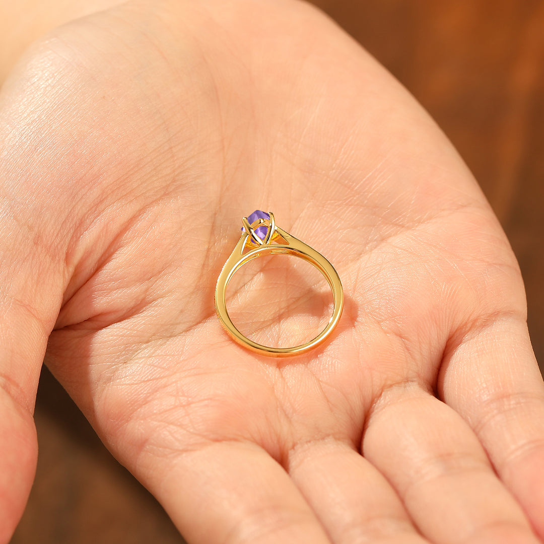 Antique Style Amethyst Women Ring Filigreed Vine Prong Setting Engagement Ring