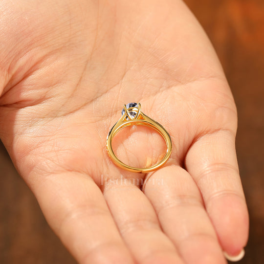 14K Anillo Solitario Ovalado de Diamante Cultivado en Laboratorio Estilo Art Nouveau con Diseño Intrincado de Encaje en la Banda Anillo de Boda (Certificado IGI)