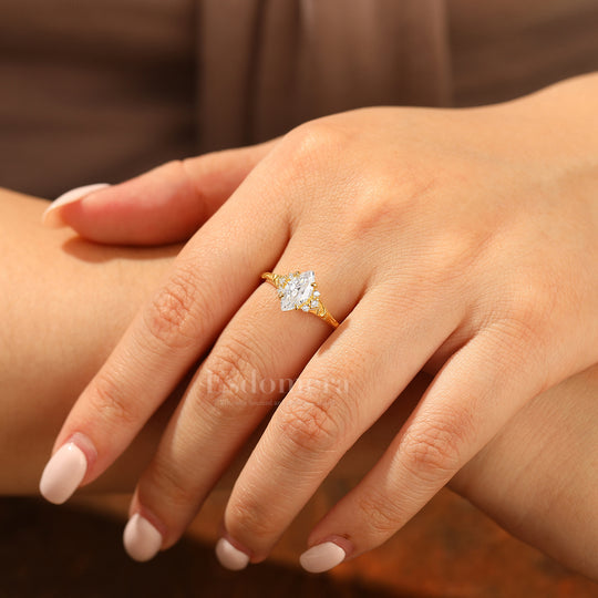 Nature-Inspired Vintage 14K Yellow Gold Moissanite Engagement Ring Filigree Wedding Ring