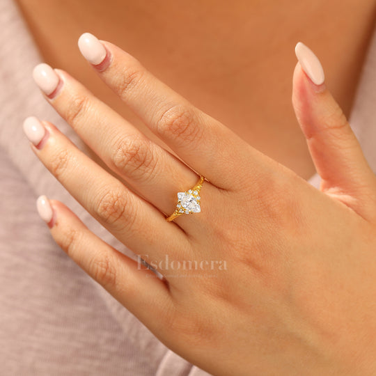 Nature-Inspired Vintage 14K Yellow Gold Moissanite Engagement Ring Filigree Wedding Ring