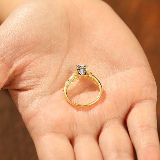 Classic Art Deco 2CT Filigree Emerald Cut Lab Grown Diamond Promise Ring (IGI Certified)