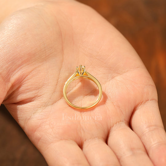 14K Vintage Marquise Solitaire Yellow Gold Moissanite Engagement Ring Filigree Wedding Ring