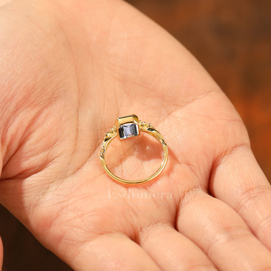 Dainty Leaf Anillo de Diamante de Laboratorio Esmeralda Crecido en Laboratorio Inspirado en Rama Anillo de Diamante de Laboratorio para Mujer (Certificado IGI)