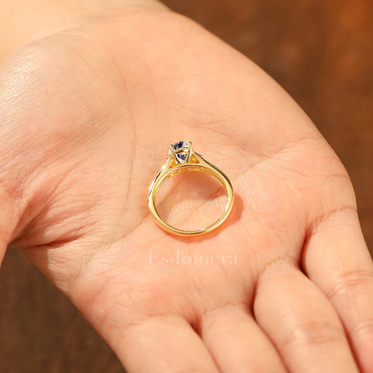 Retro Rose Diseño Ovalado Corte Diamante Cultivado en Laboratorio Anillo Solitario Diamante Cultivado en Laboratorio Anillo de Boda (Certificado IGI)