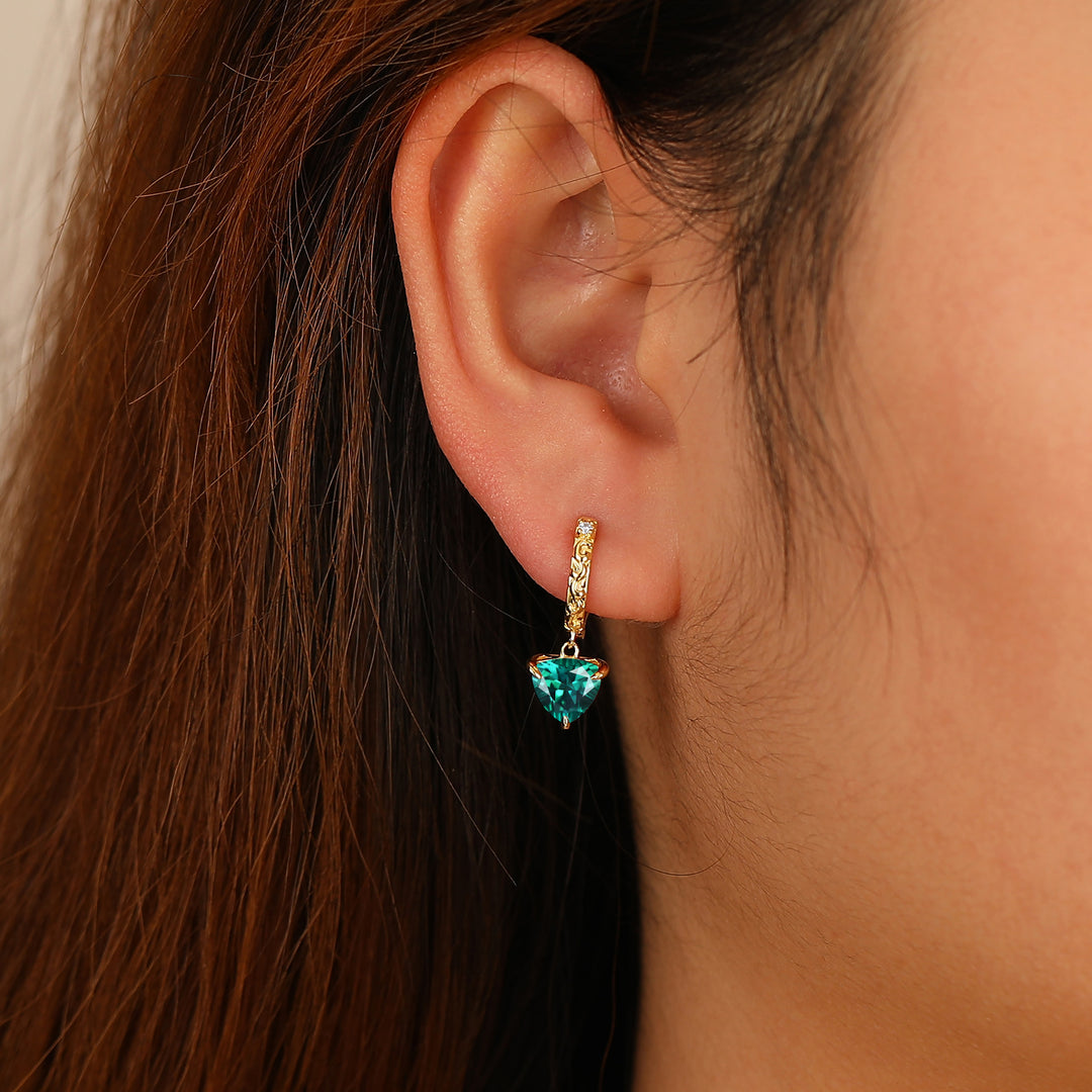 Delicate Emerald Drop Earrings Fat Triangle Cut May Birthstone Prong Setting Earrings -  Esdomera.com