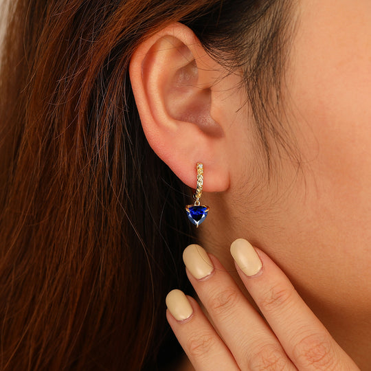Elegant Fat Triangle Sapphire Women Dangle Earrings September Birthstone Earrings -  Esdomera.com