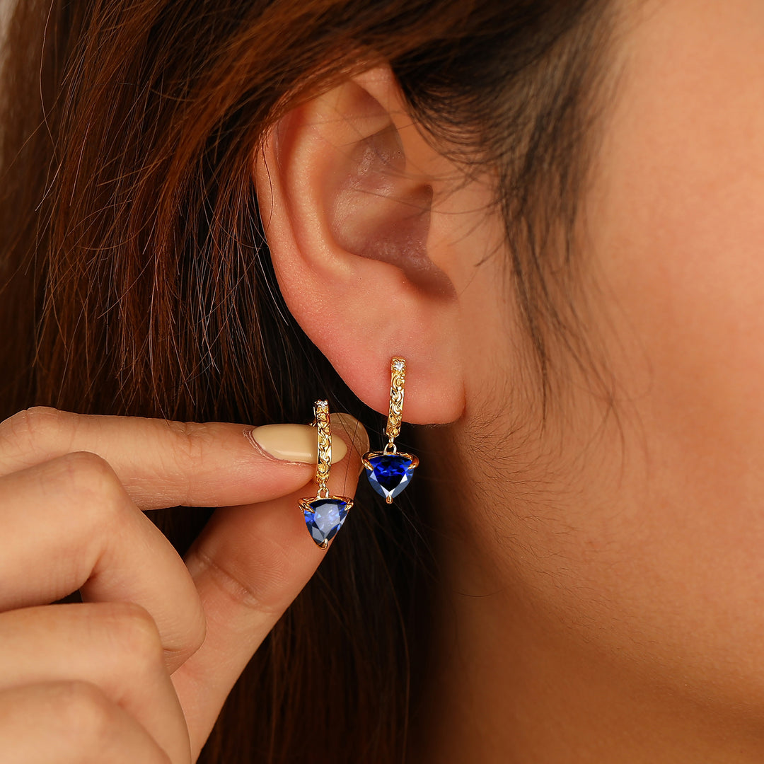 Elegant Fat Triangle Sapphire Women Dangle Earrings September Birthstone Earrings -  Esdomera.com