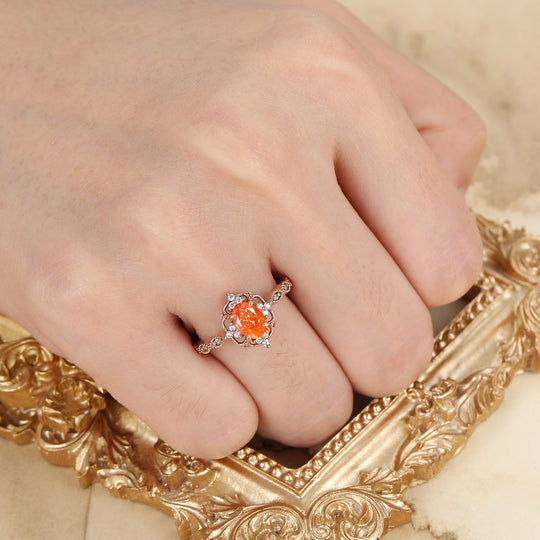 Anillo de compromiso para mujer con racimo de piedra solar natural de corte ovalado de 1CT, regalo