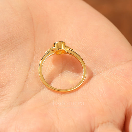 Bague Solitaire Femme Alexandrite Feuille de Ginkgo Inspirée de l'Art 5mm Rond Bague de Mariage Alexandrite