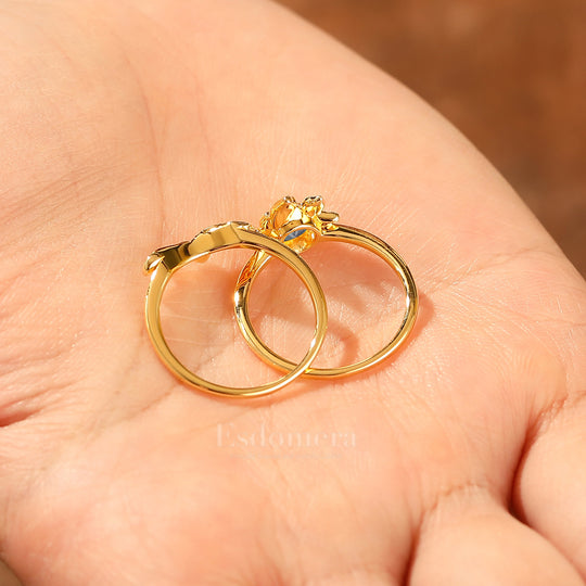 Natural Inspired Bague de Fiançailles Ronde Alexandrite Ensemble Lotus Gravé Solitaire Bague Femme Alexandrite