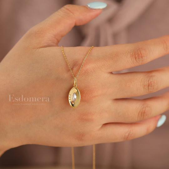 Elegant Vine Grabado Colgante de Moissanita Corte Marquesa Collar Exquisito para Mujer