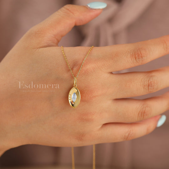 Art Deco Filigreed Engraved Aquamarine Necklace 1CT Marquise Cut Aquamarine Pendant