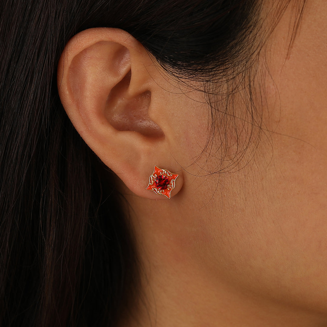 Vintage Round Ruby Stud Earrings Red Enamel Filigreed July Birthstone Earrings -  Esdomera.com