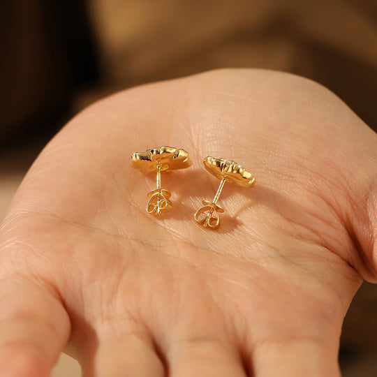 Green Leaf Design Round Emerald Earrings Handmade Enamel Coated Stud Earrings -  Esdomera.com
