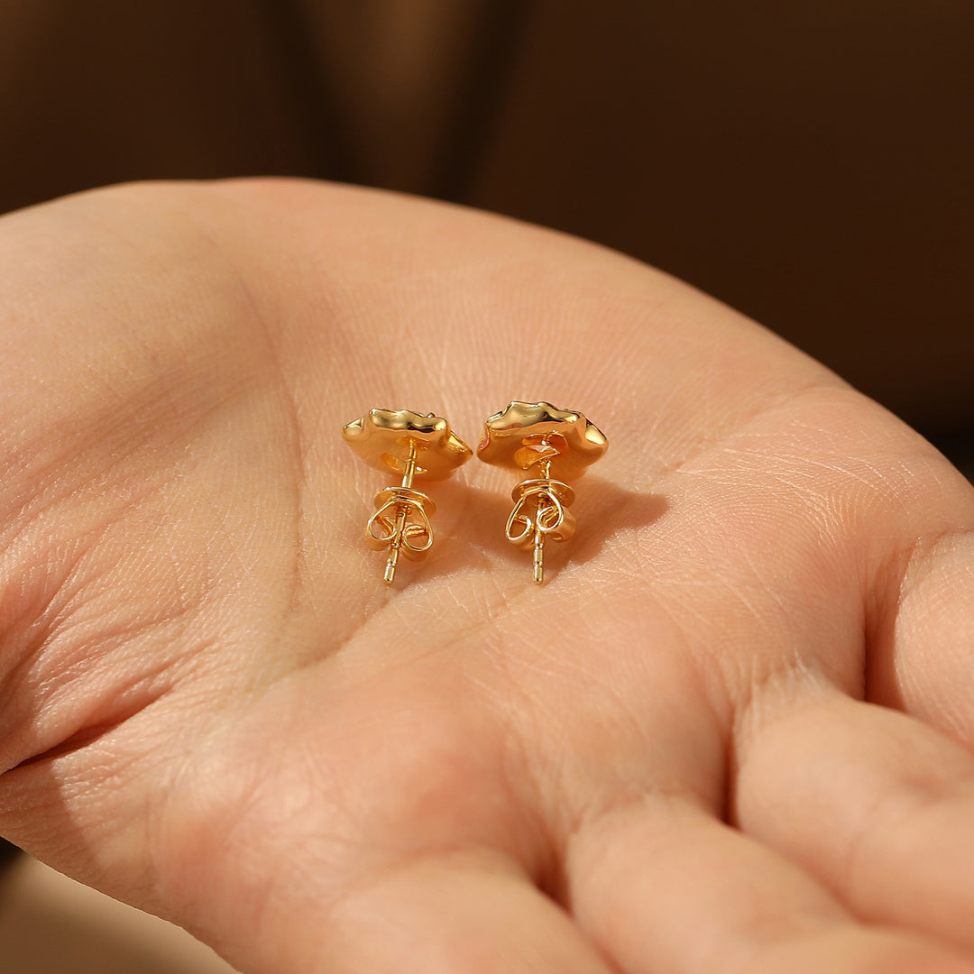 Floral Enamel Pink Morganite Stud Earrings Sterling Silver Earrings 14K Gold Earrings -  Esdomera.com