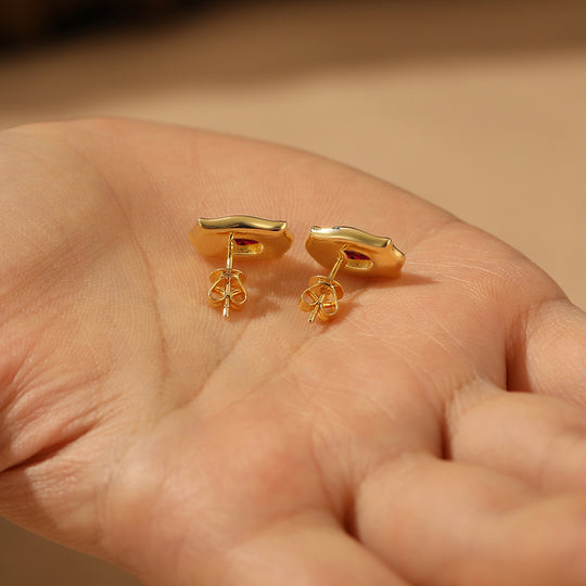 Baroque-inspired Red Enamel Ruby Stud Earrings Scrollwork July Birthstone Earrings For Women -  Esdomera.com