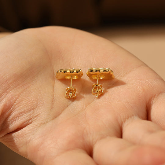 Unique Irregular Enamel Earrings Oval Cut Moss Agate Stud Earrings For Women -  Esdomera.com