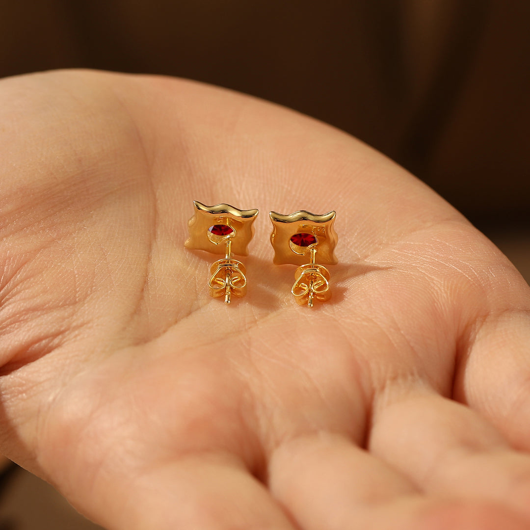 Vintage Round Ruby Stud Earrings Red Enamel Filigreed July Birthstone Earrings -  Esdomera.com