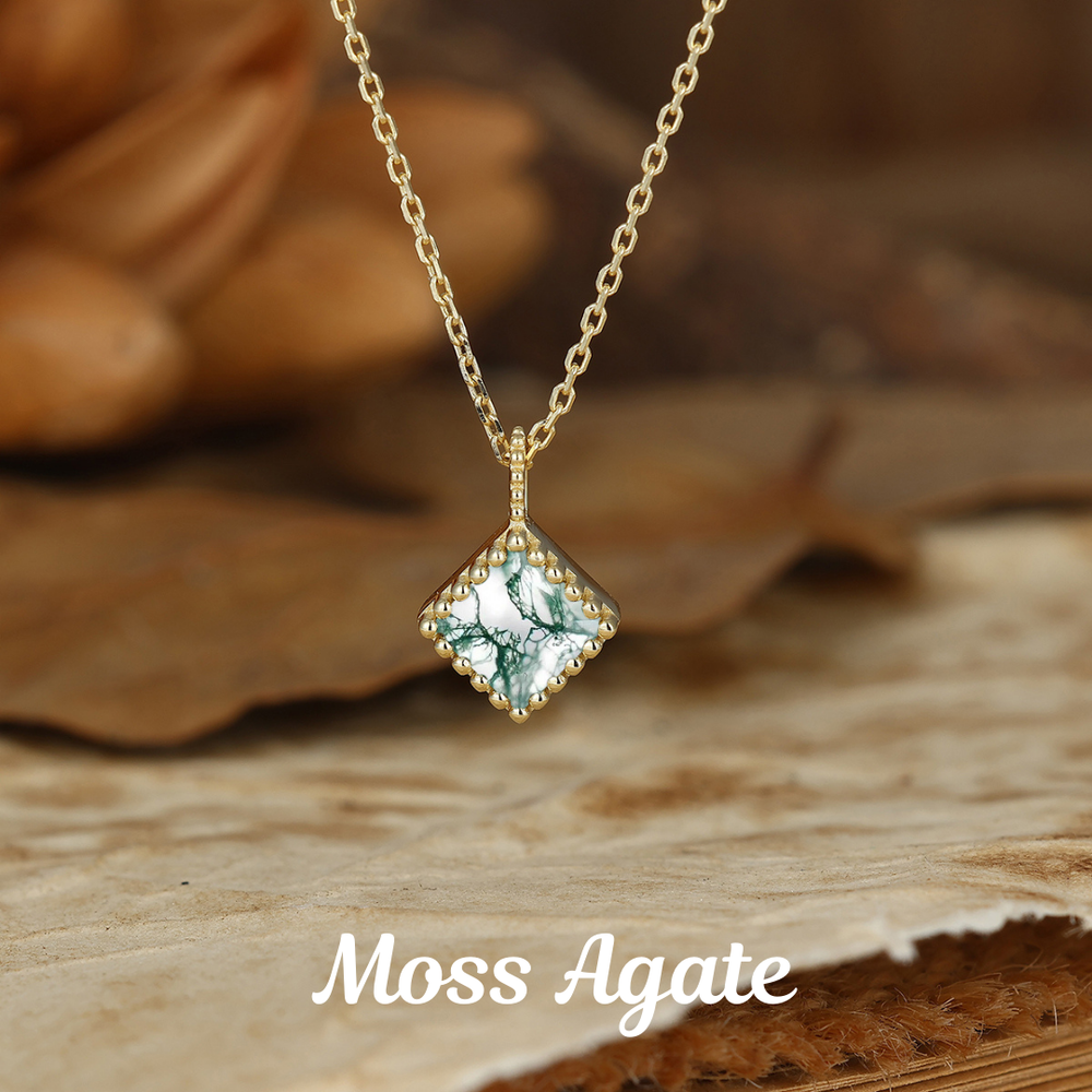 Dainty Princess Shape Pink Morganite Pendant Necklace Rose Gold Women Neckalce