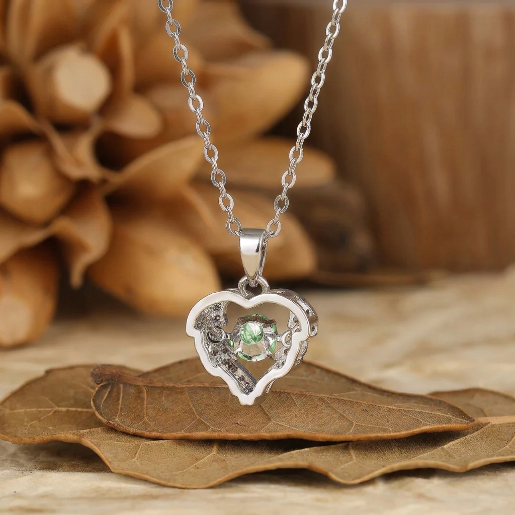 Massief witgouden romantische hartketting met ronde geslepen natuurlijke amethist, bruidshanger ketting