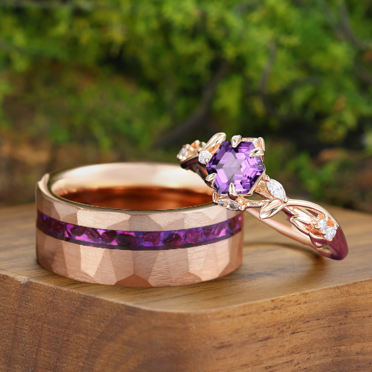 El Joyero Adjustable Amethyst Gemstone Ring - Silver Plated Brass Handmade Boho Style Ring