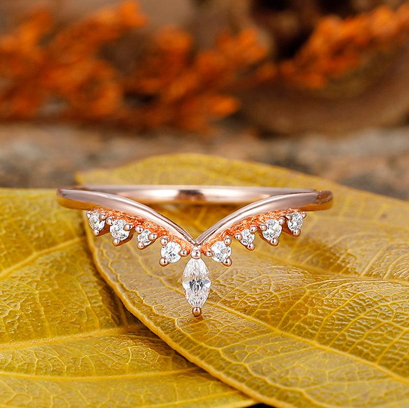925 Sterling Silver Marquise cut Leaf Branch Moissanite gift ring - Esdomera