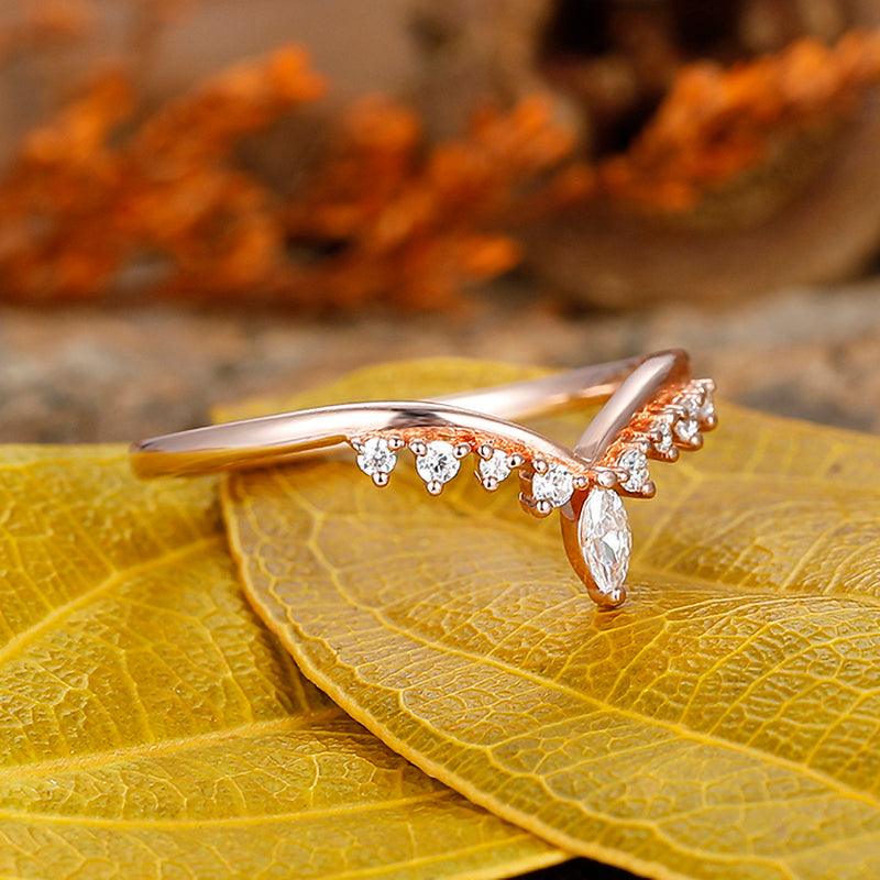 925 Sterling Silver Marquise cut Leaf Branch Moissanite gift ring - Esdomera