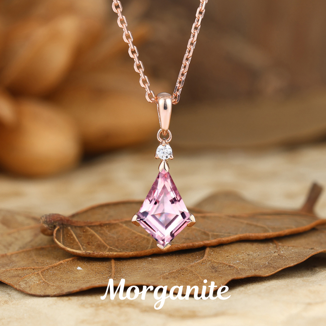 Dainty Kite Shape Morganite Necklace Pendant Pink Morganite Jewelry Birthday Gift -  Esdomera.com