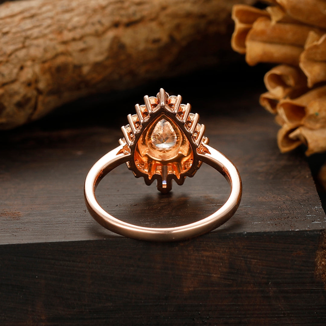 Beautiful 0.8 Carat Pear Cut Full Eternity Moissanite Engagement Ring For Women