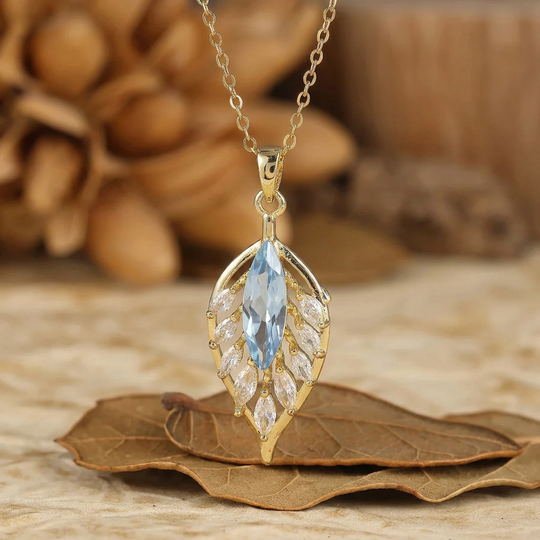 Collier Pendentif Argent 925 Opale Marquise Rose et Blanche — Motif Plume/Feuille, Or 14K Pour Femmes