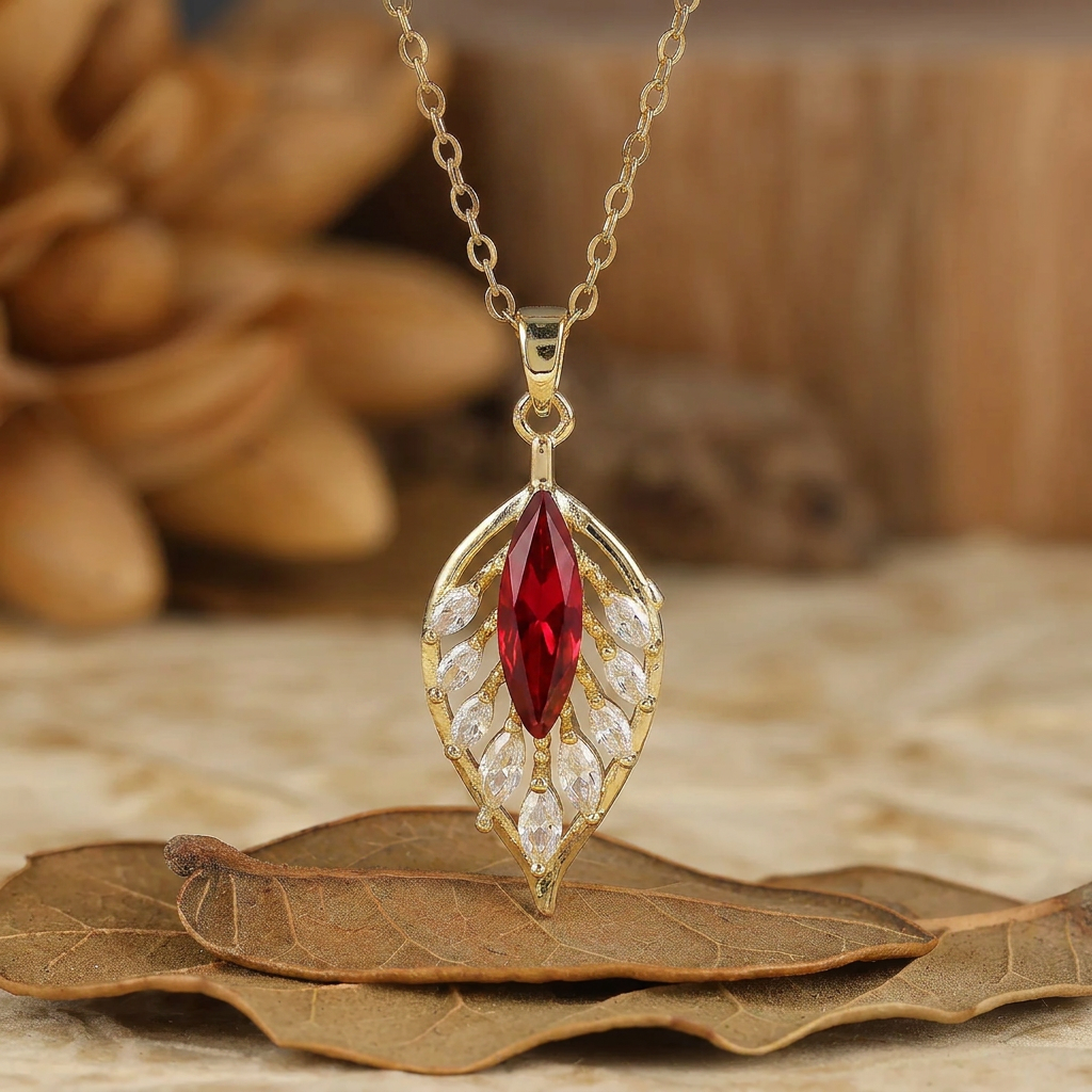 Collier Pendentif Argent 925 Opale Marquise Rose et Blanche — Motif Plume/Feuille, Or 14K Pour Femmes