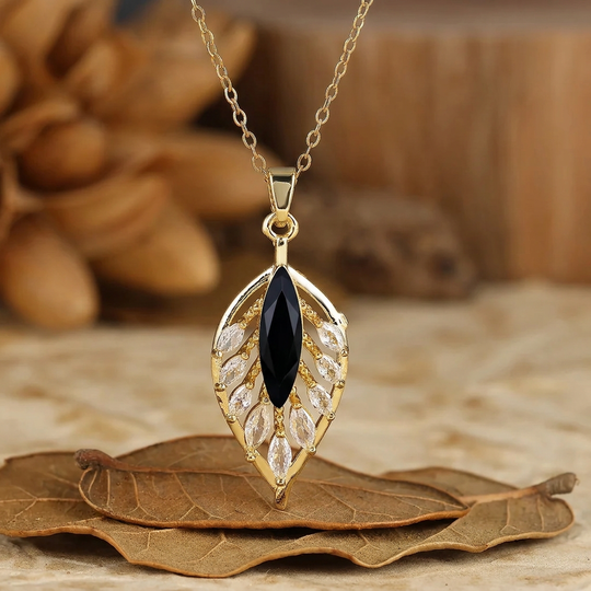 Collier Pendentif Argent 925 Opale Marquise Rose et Blanche — Motif Plume/Feuille, Or 14K Pour Femmes