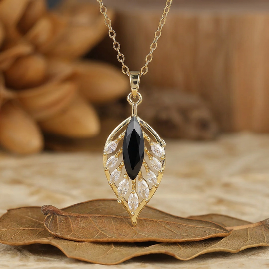 Collier Pendentif Argent 925 Opale Marquise Rose et Blanche — Motif Plume/Feuille, Or 14K Pour Femmes
