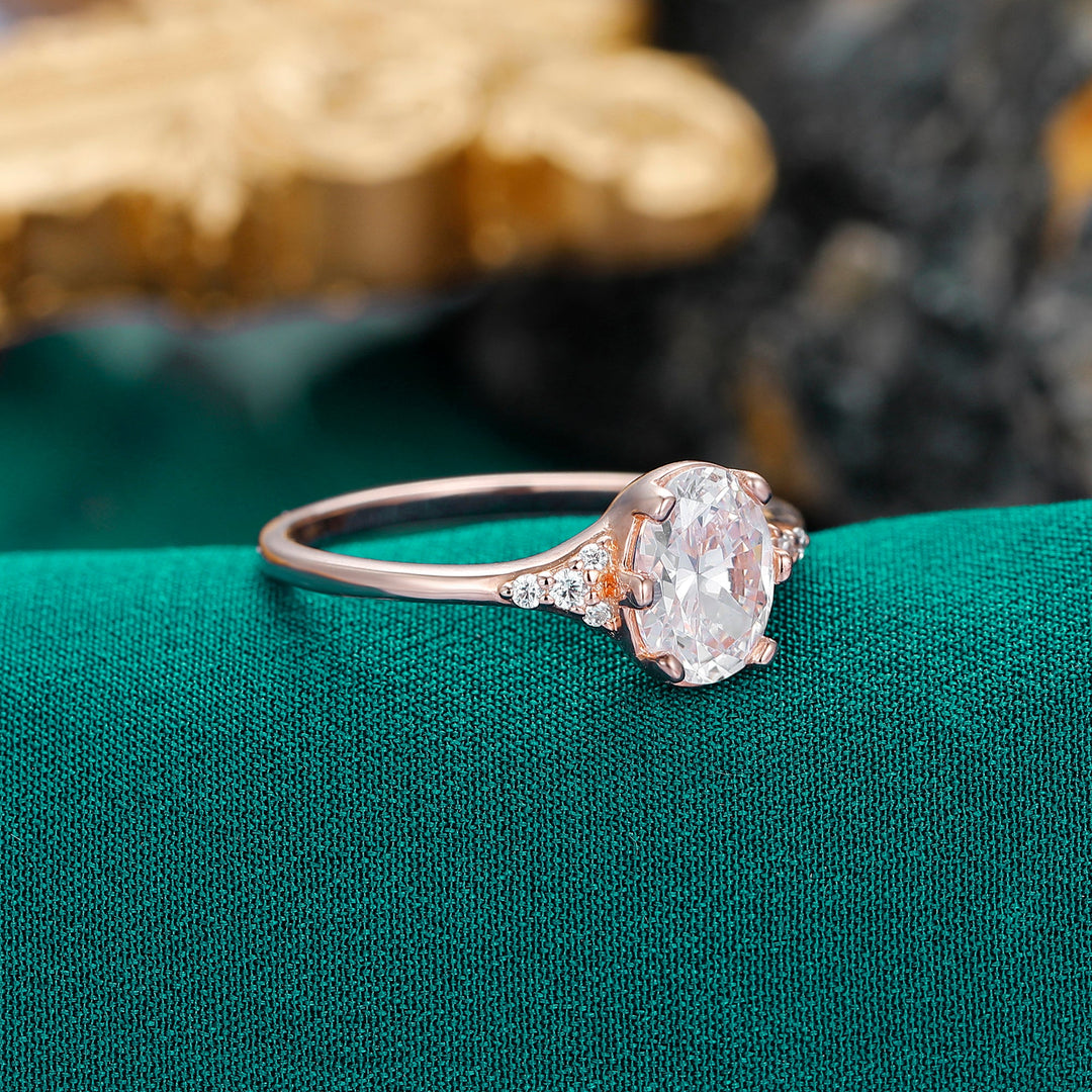 Prong Set Oval Lab Grown Diamond Wedding Engagement Ring Women