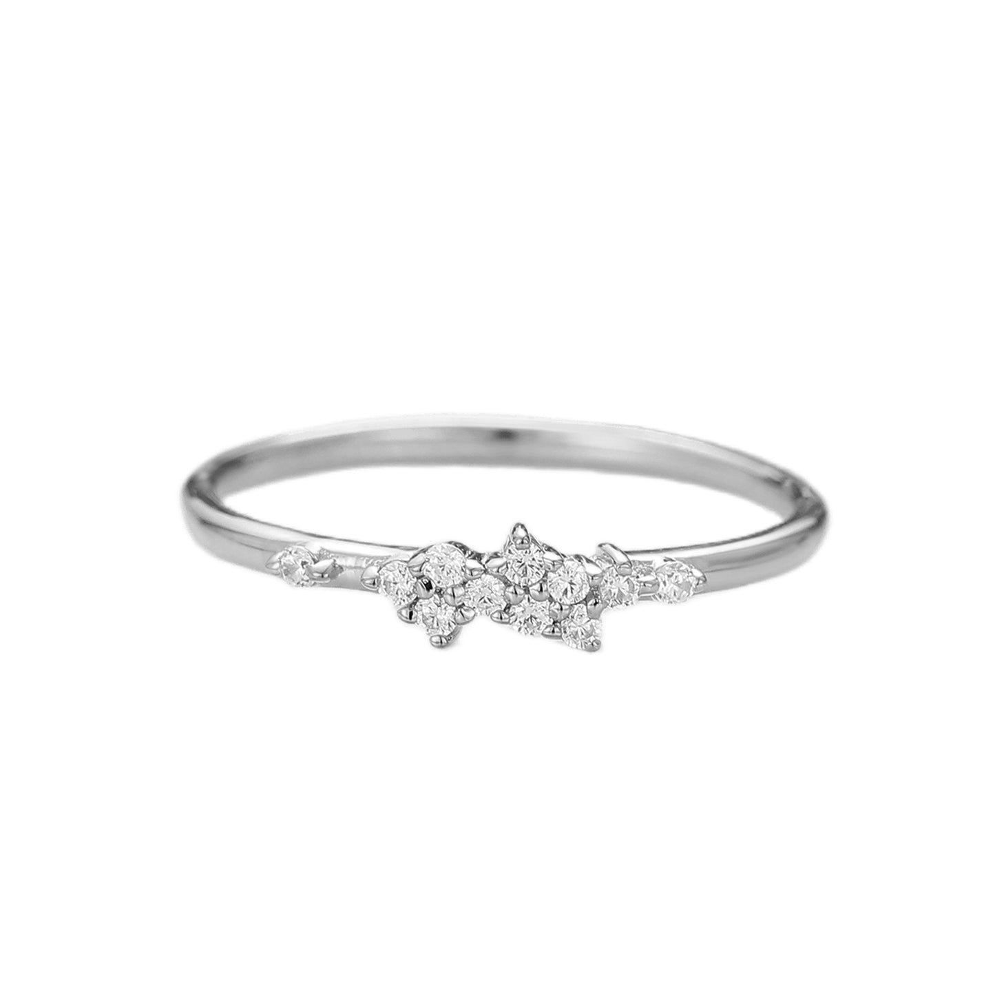Moissanite Cluster Ring, Rose Gold Engagement Band For Women, Delicate Stackable Ring, Round Moissanite Bridal Ring, Handmade Promise Gift