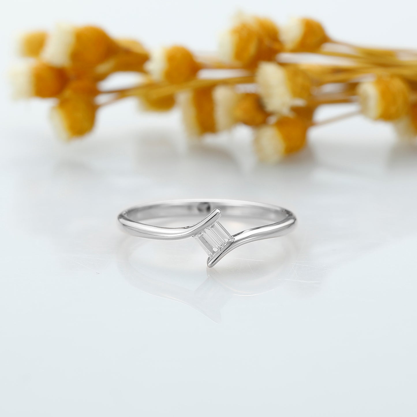 Baguette Moissanite Matching Ring, Bridal Wedding Anniversary Ring, Birthday Gift for Her, Simple Moissanite Ring, Art Deco Wedding Band