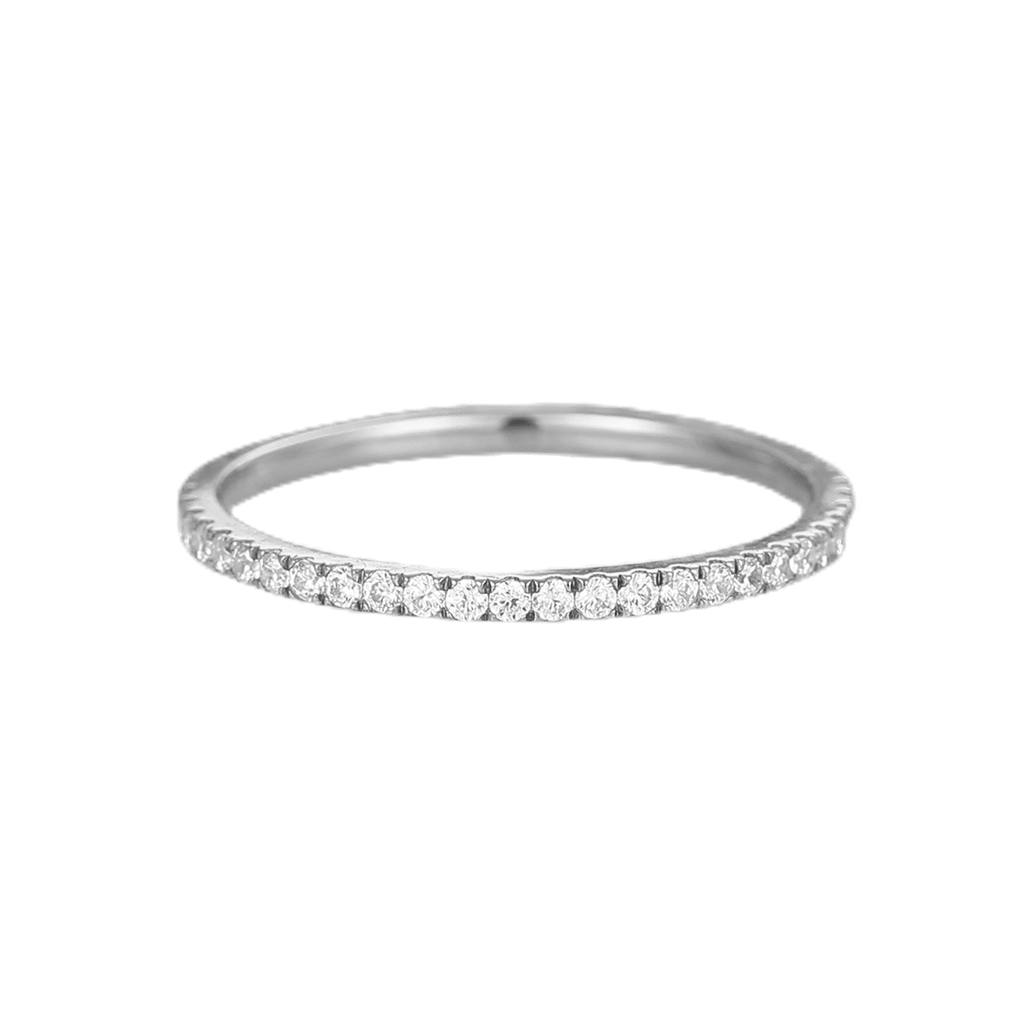 Tiny Proposal Ring For Women, Full Eternity Moissanite Stacking Ring, Thin Infinity Ring, Thumb Ring Rose Gold, Minimalist Wedding Ring