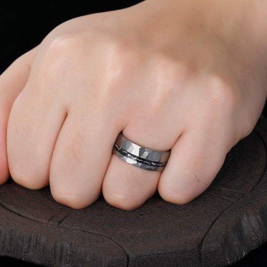 Tungsten Meteorite Unisex Ring Men's Tungsten Band Meteorite Ring for Men